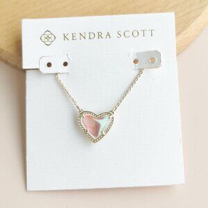 Kendra Scott Gold Dichroic Glass Ari Heart Pendant Necklace NEW